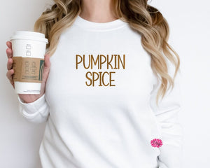 Pumpkin Spice Embroidered Sweatshirt, Pumpkin Spice Fall Embroidered Crewneck Sweatshirt, Embroidered Adult Sweatshirt, Many Colors