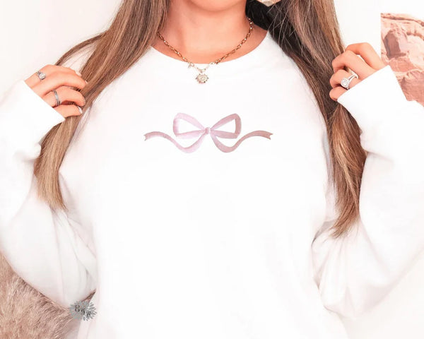 Embroidered Coquette Bow Sweatshirt, Embroidered Bow Crewneck Sweatshirt, Embroidered Bow Adult Sweatshirt, Cute Bow Adult Sweatshirt