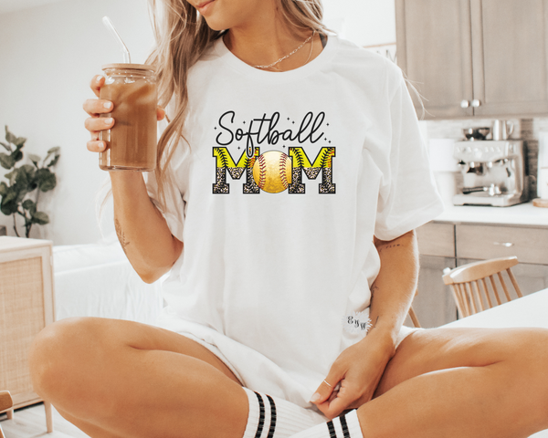 Softball Mom T-Shirt, Softball Mom Crewneck Tee Shirt, Mama Tee, Mother's Day Tee, Softball Mom T Shirt, Mama Tee. Lots Of Colors