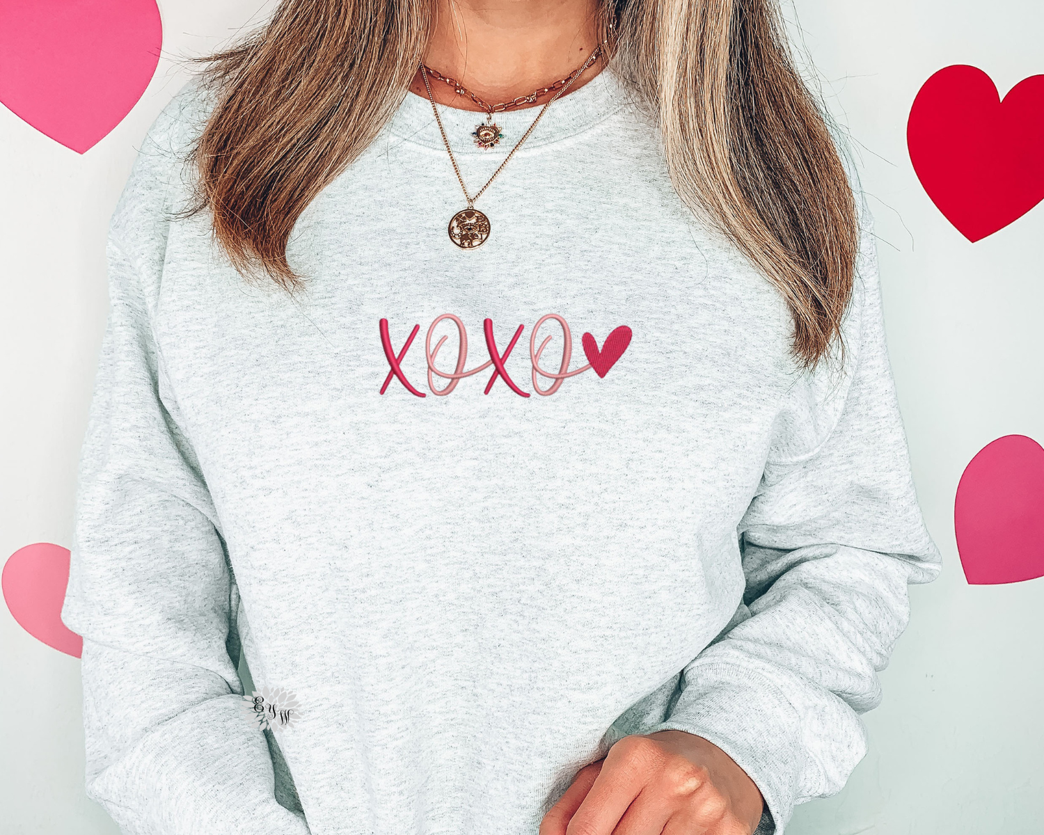 Embroidered Sweatshirt, XoXo Heart Sweatshirt, Valentines Crewneck Sweatshirt, Valentine's Day Shirt, Embroidered Adult Sweatshirt