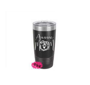 Engraved Tumbler, Australian Shepherd Mom Tumbler, Any Dog Breed Stainless Steel Coffee Cup, Slider Lid Coffee Cup