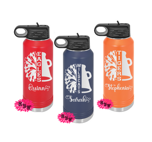 Engraved Water Bottle, Personalized Cheerleader Etched Water Bottle With Straw, 32oz Stainless Steel Water Bottle, Sports Bottle, Cheer Team