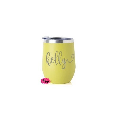 Engraved Stainless Wine Cup, Personalized Hot Pink Wine Tumbler, Etched Wine Tumbler, Lots Of Colors & Fonts, Your Name