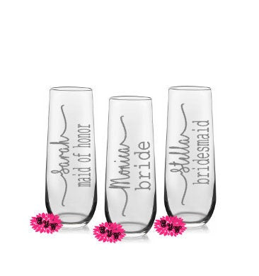 Engraved Champagne Glass, Personalized Wedding Champagne Flute, Personalized Mimosa Tumbler, One Custom Glass Champagne Flute