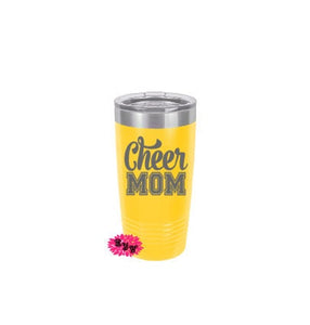 Engraved 20oz Tumbler, Cheer Mom Stainless Steel Coffee Tumbler, Cheerleading Mom Slider Lid Coffee Cup