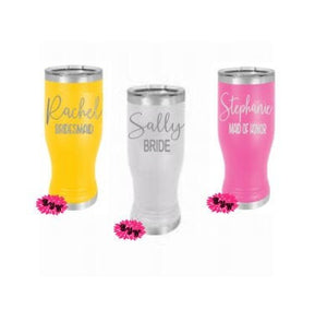 Engraved 20oz Tumbler Personalized Etched Beer Pilsner Cup, Bridesmaid Gift, Maid Of Honor Gift, Mother Of The Bride Stainless Steel Tumbler