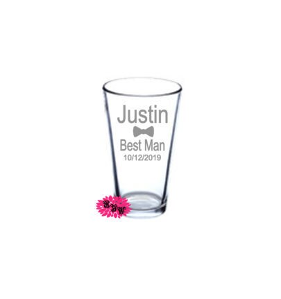 Engraved 16oz Etched Beer Glass, Engraved 16oz. Pint Glass, Bridal Party Gifts, Bachelor Party, Best Man, Groomsman Beer Cup, Father's Day