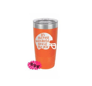 Engraved 20oz Tumbler, Football Gift, It's The Most Wonderful Time Of The Year, Stainless Steel Coffee Tumbler, Slider Lid Coffee Cup