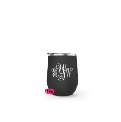 Engraved Stainless Wine Cup, Monogram Wine Tumbler, Personalized Tumbler, Lots Of Colors, Your Initials