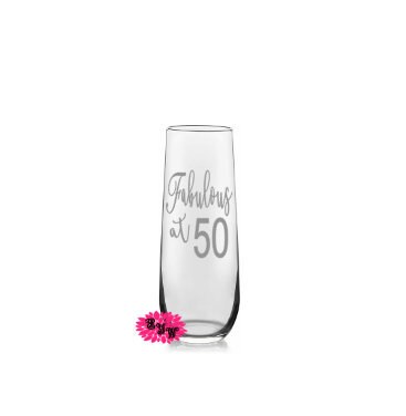 Engraved Champagne Glass, Personalized Champagne Flute, Personalized Birthday Favors, Fabulous At 50, One Custom Glass Champagne Flute