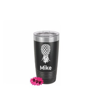 Engraved 20oz Tumbler, Funny Beach Tumber, Upside Down Pineapple Stainless Steel Coffee Tumbler, Slider Lid Coffee Cup