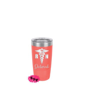 Engraved 20oz Tumbler, Registered Nurse Etched Tumbler, RN Gift, Slider Lid, Stainless Steel Coffee Tumbler, Your Name Or Saying