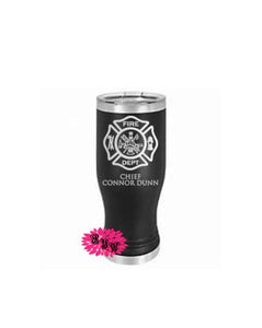 Engraved 20oz Tumbler Personalized Etched Beer Pilsner Cup, Personalized Firefighter Beer Tumbler, Personalized Fireman Tumbler, Beer Cup