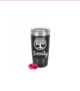 Engraved 20oz Tumbler, Family Tree Beach Tumber, Family Vacation Stainless Steel Coffee Tumbler, Slider Lid Coffee Cup