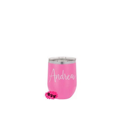 Engraved Stainless Wine Cup, Personalized Hot Pink Wine Tumbler, Etched Wine Tumbler, Lots Of Colors & Fonts, Your Name