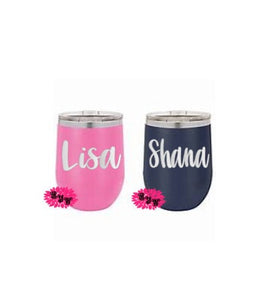 Engraved Stainless Wine Cup, Personalized Bride Bridesmaid Wine Tumbler, One Etched Wine Tumbler, Lots Of Colors & Fonts, Your Name