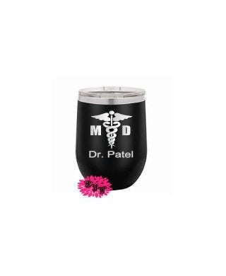 MD Doctor Personalized Wine Tumbler, Engraved Stainless Wine Cup, Medical Doctor Wine Tumbler, Medical Doctor Wine Tumbler, Lots Of Colors