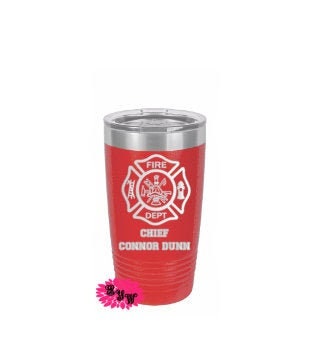 Engraved 20oz Tumbler, Firefighter Etched Tumbler, Fireman Gift, Slider Lid, Stainless Steel Coffee Tumbler, Your Name Or Saying