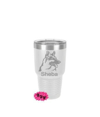 Engraved Wine Tumbler, German Shepherd Etched Tumbler, Shepherd New Puppy Tumbler, Dog Lover Tumbler, Personalized Stainless Steel Tumbler