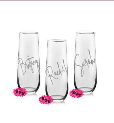 Engraved Champagne Glass, Personalized Champagne Flute, Diagonal Name, Personalized Mimosa Tumbler, One Custom Glass Champagne Flute