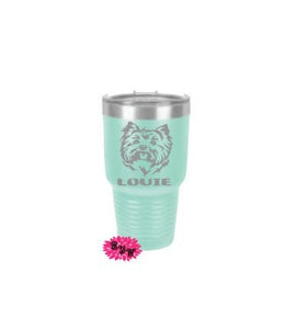 Engraved Wine Tumbler, Yorkshire Terrier Etched Tumbler, Yorkie New Puppy Tumbler, Dog Lover Tumbler, Personalized Stainless Steel Tumbler