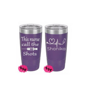 Engraved 20oz 2 Sided Tumbler, Personalized Etched Tumbler, Nurse Tumbler, Slider Lid, Stainless Steel Coffee Tumbler, Your Destination