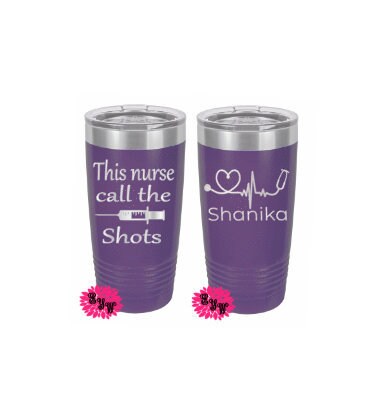 Engraved 20oz 2 Sided Tumbler, Personalized Etched Tumbler, Nurse Tumbler, Slider Lid, Stainless Steel Coffee Tumbler, Your Destination