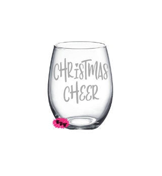 Engraved Stemless Wine Glass, Etched Wine Glass, Christmas Cheer, Wine Tumbler, Stemless Wine Glass, 30th Birthday Gift