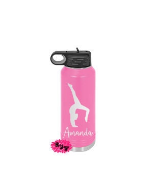 Engraved Water Bottle, Etched Water Bottle With Straw, 32oz Gymnastic Stainless Steel Water Bottle, Custom Stainless Steel Sports Bottle