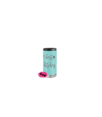 Engraved Slim Can Cooler, Etched Slim Can, Best Bitches Skinny Can Cooler Stainless Steel Beverage Holder, Insulated Beverage Holder