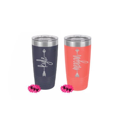 Engraved Tumbler, Etched Tumbler, Personalized Arrow Tumbler, Teacher Gift, Slider Lid, Stainless Steel Coffee Tumbler, Your Name Or Saying