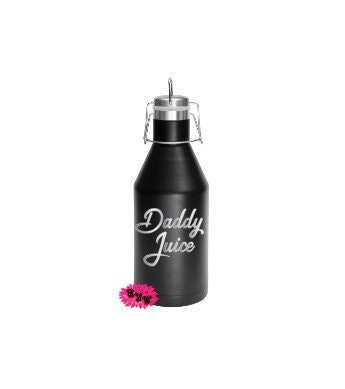 Engraved Stainless Steel Beer Growler, 64oz Personalized Etched Insulated Beer Growler, Daddy Juice Father's Day Gift,