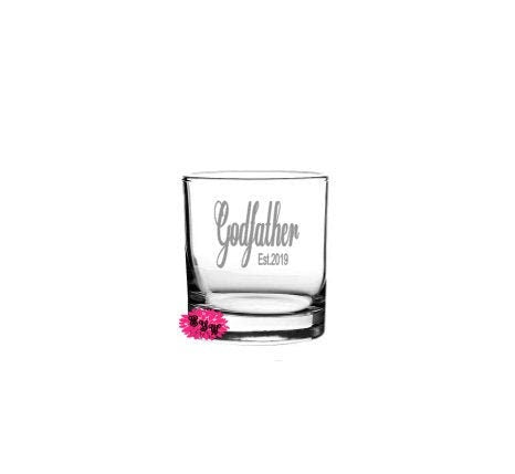 Engraved Whiskey Glass, Etched Whiskey Glass, 7oz Godfather Whiskey Glass, 21st Birthday, Party Favors, Bachelor Party, Father's Day