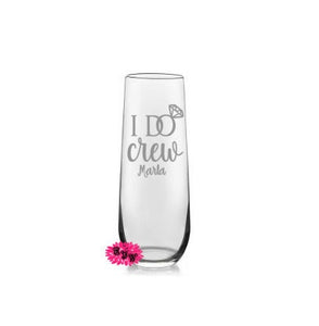 Engraved Champagne Glass, Personalized I Do Crew, Personalized Engagement Champagne Glass, One Custom Glass Champagne Flute