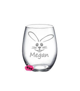 Engraved Easter Bunny Wine Glass, Etched Wine Glass, Easter Wine Glass, Wine Tumbler, Stemless Wine Glass, 30th Birthday Gift