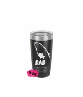 Engraved Tumbler, Etched Cup, Father's Day Stainless Steel Coffee Tumbler, Father's Day Fishing Tumbler, Slider Lid Coffee Cup