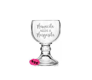 Margarita Glass, Etched Margarita Glass, Engraved Margarita Glass, Mamacita Needs A Margarita, Personalized Large 21oz Margarita Glass