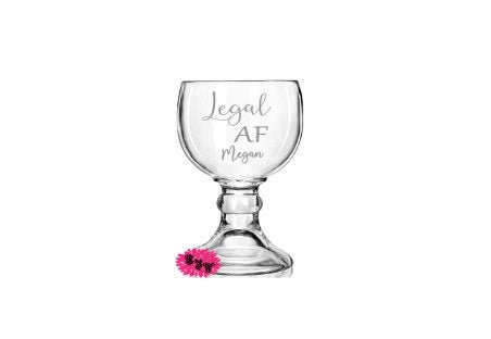 Margarita Glass, Etched Margarita Glass, Engraved Margarita Glass, Legal AF 21st Birthday Glass, Personalized Large 21oz Margarita Glass