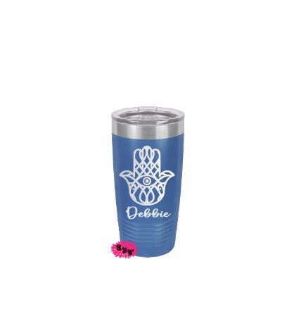 Hamsa Hand Tumbler, Hand Of Fatima Tumbler, Evil Eye Tumbler, Etched Tumbler, Engraved Coffee Tumbler, Personalized Tumbler Slider Lid