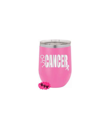 Engraved Stainless Wine Cup, Personalized Cancer Wine Tumbler, Etched Wine Tumbler, Cancer Awareness Month, Breast Cancer Awareness Gift