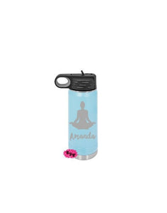 Engraved Water Bottle, Personalized Etched Yoga Water Bottle With Straw, 32oz Stainless Steel Water Bottle, Stainless Steel Sports Bottle