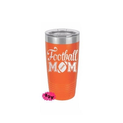 Engraved 20oz Tumbler, Football Mom Stainless Steel Coffee Tumbler, Slider Lid Coffee Cup