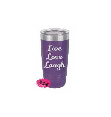 Engraved 20oz Tumbler, Funny Beach Tumber, Live Love Laugh Stainless Steel Coffee Tumbler, Slider Lid Coffee Cup