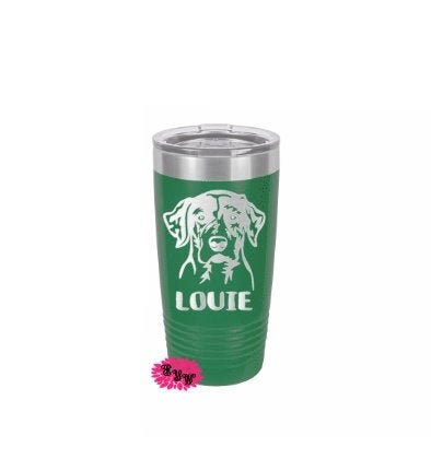 Engraved Tumbler, Catahoula Dog Tumbler, Any Dog Breed Stainless Steel Coffee Cup, Personalized With Your Dogs Name, Slider Lid Coffee Cup