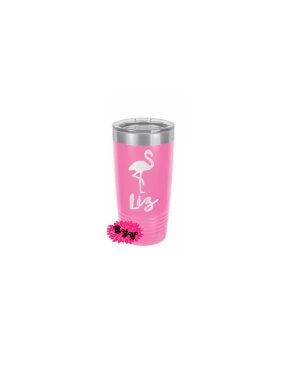 Engraved 20oz Tumbler, Personalized Etched Tumbler, Flamingo Beach Tumbler, Slider Lid, Stainless Steel Coffee Tumbler, Your Name Saying