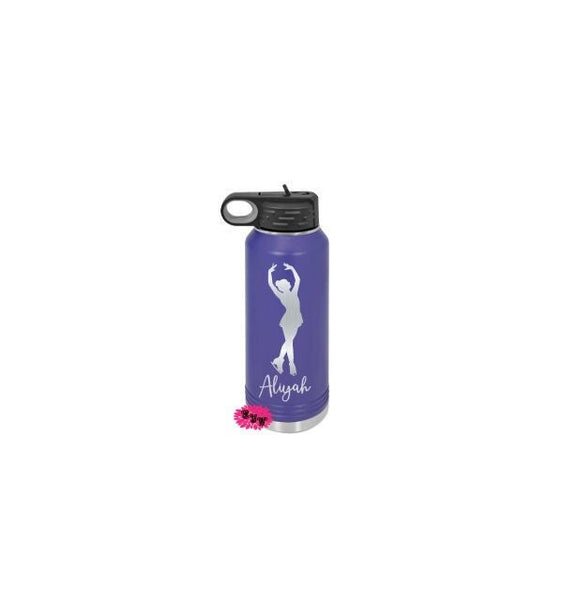 Engraved Water Bottle, Personalized Etched Water Bottle With Straw, 32oz Stainless Steel Bottle, Roller Skating Stainless Steel Sport Bottle