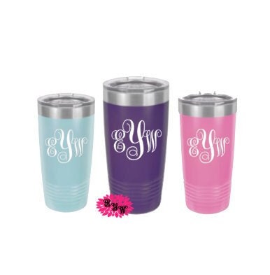 Engraved 20oz Tumbler, Personalized Etched Tumbler, Monogram Stainless Steel Coffee Tumbler, Monogram Tumbler, Monogram Coffee Cup