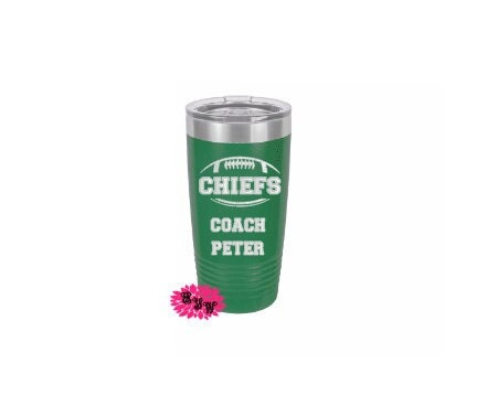 Engraved 20oz Tumbler, Football Coach Personalized Etched Tumbler, Slider Lid, Stainless Steel Coffee Tumbler, Your Name Or Saying