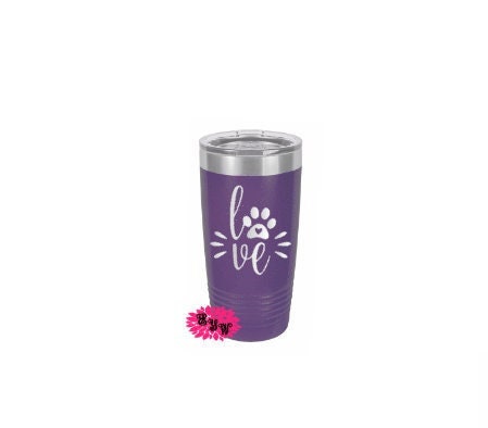 Engraved 20oz Tumbler, Etched Tumbler, Dog Love, Dog Paw Heart Love, Slider Lid, Stainless Steel Coffee Tumbler, Other Colors