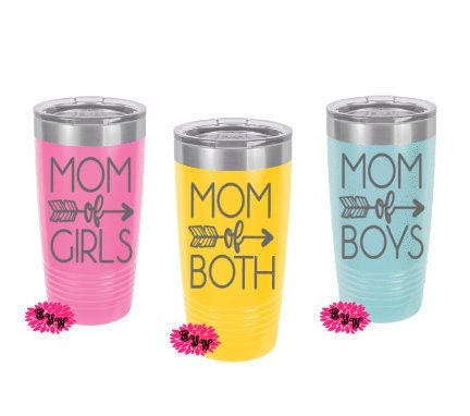 Engraved 20oz Tumbler, Mom Of Girls, Mom Of Both, Mom Of Boys Stainless Steel Coffee Tumbler, Slider Lid Coffee Cup